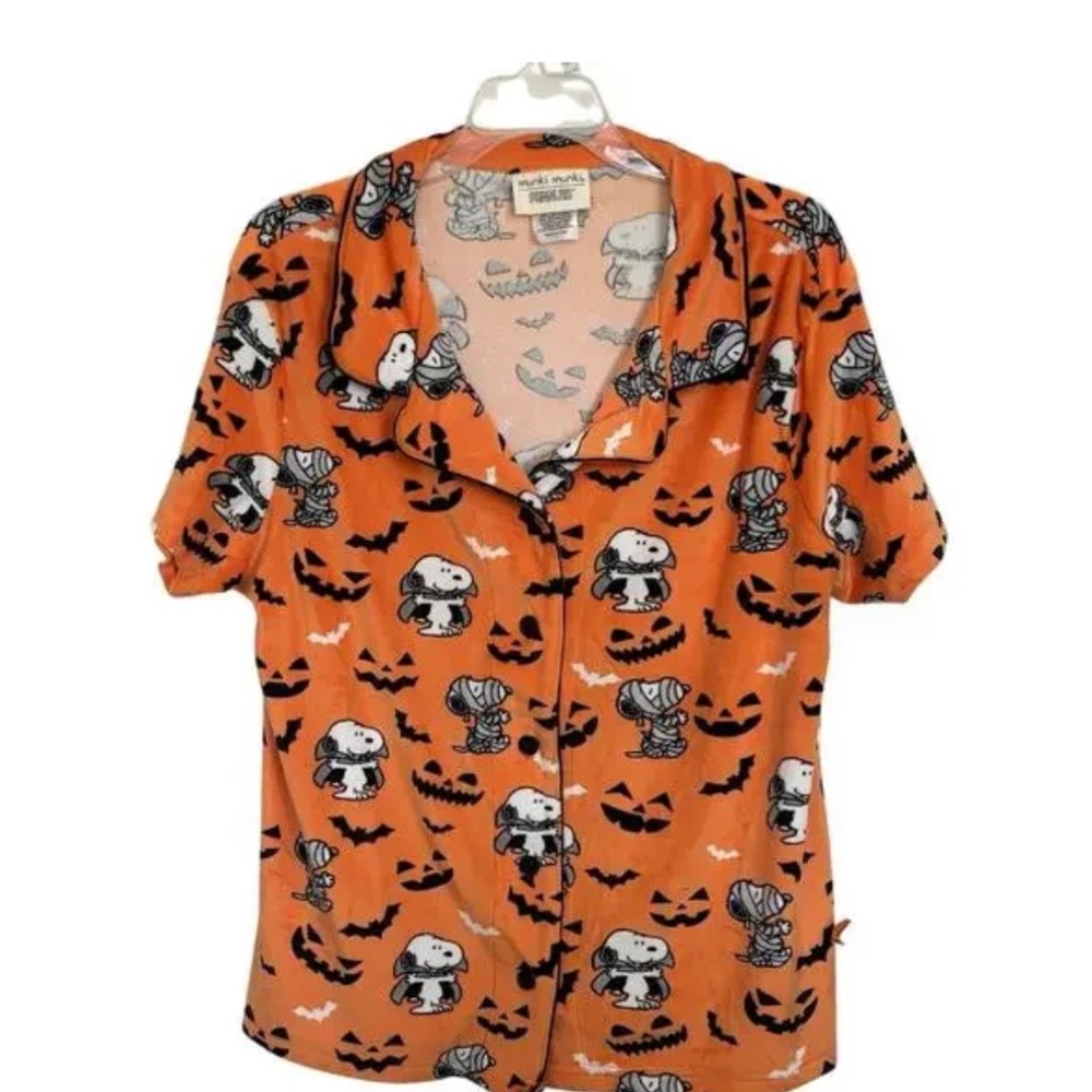 NWOT Munki Munki Women’s Halloween Peanuts Pajama Top Size Large Snoopy